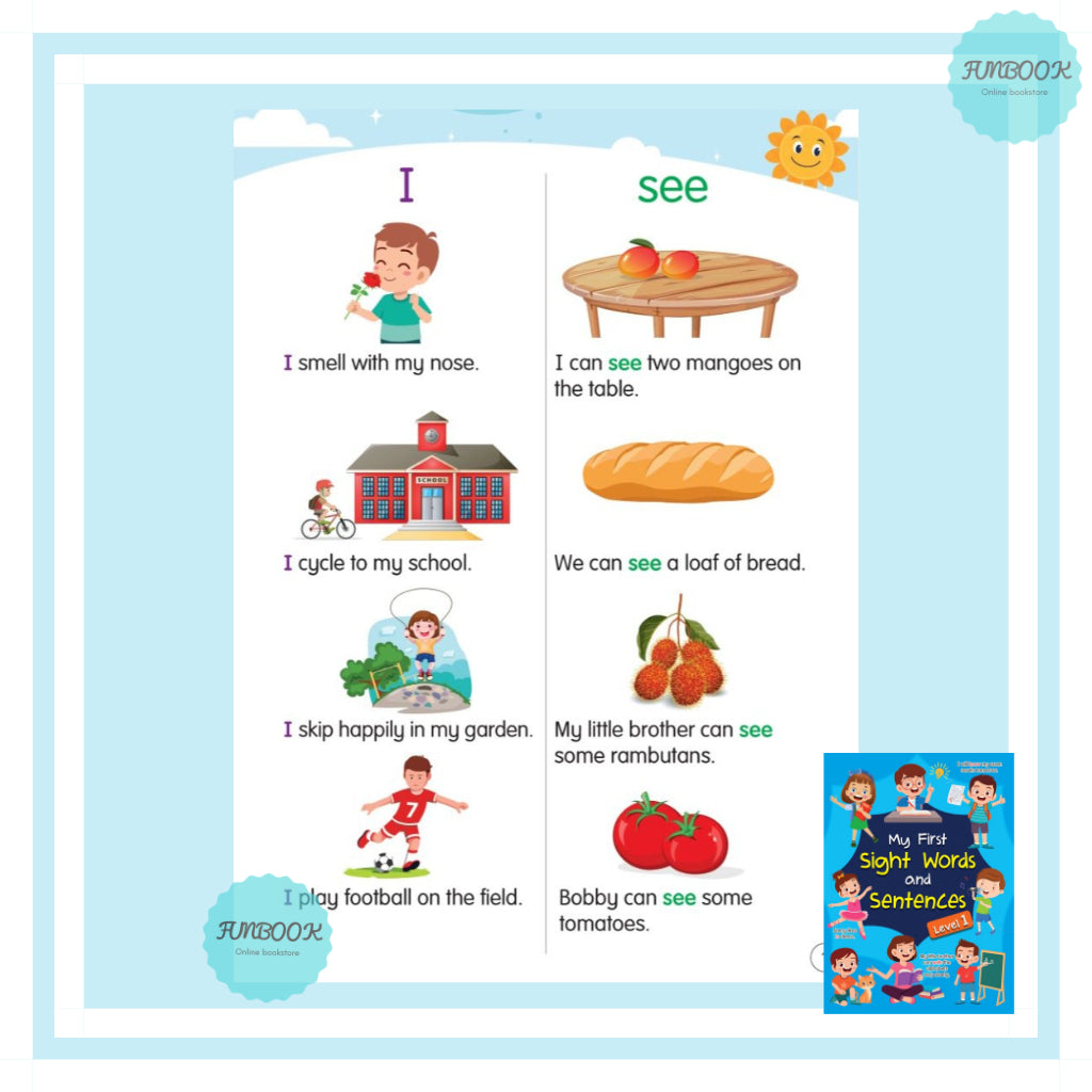 My First Sight Words and Sentences Level 1 and 2 Preschool Reader Book Mind to Mind