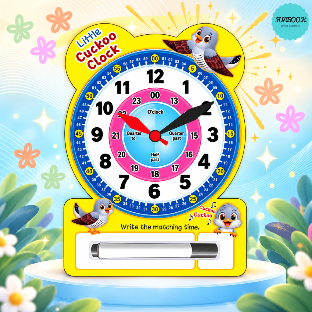 Little Cuckoo Clock Educational Learning Clock for Kids | Teaching Time Toy with Marker Pen