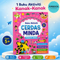 Buku Aktiviti Cerdas Minda Kanak-Kanak Umur 5+ | Latihan Maze, Logik, Gunting & Tampal